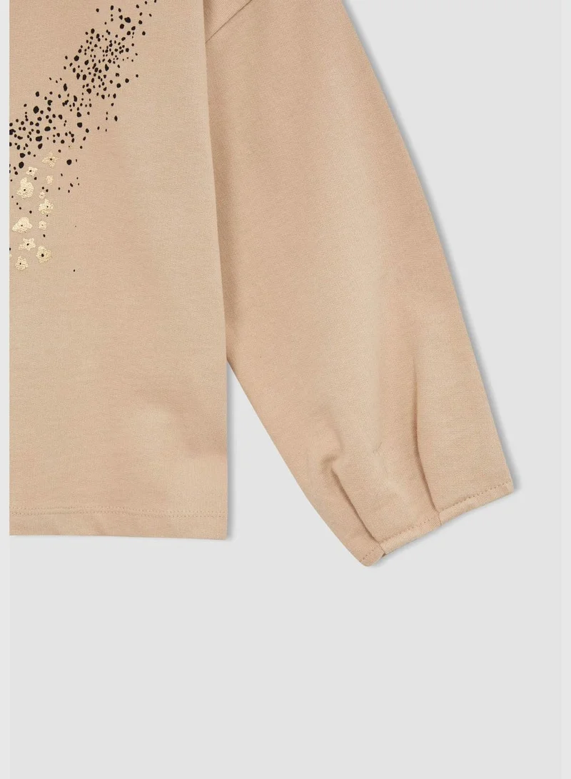 ديفاكتو Regular Fit Long Sleeve Leopard Print T-Shirt