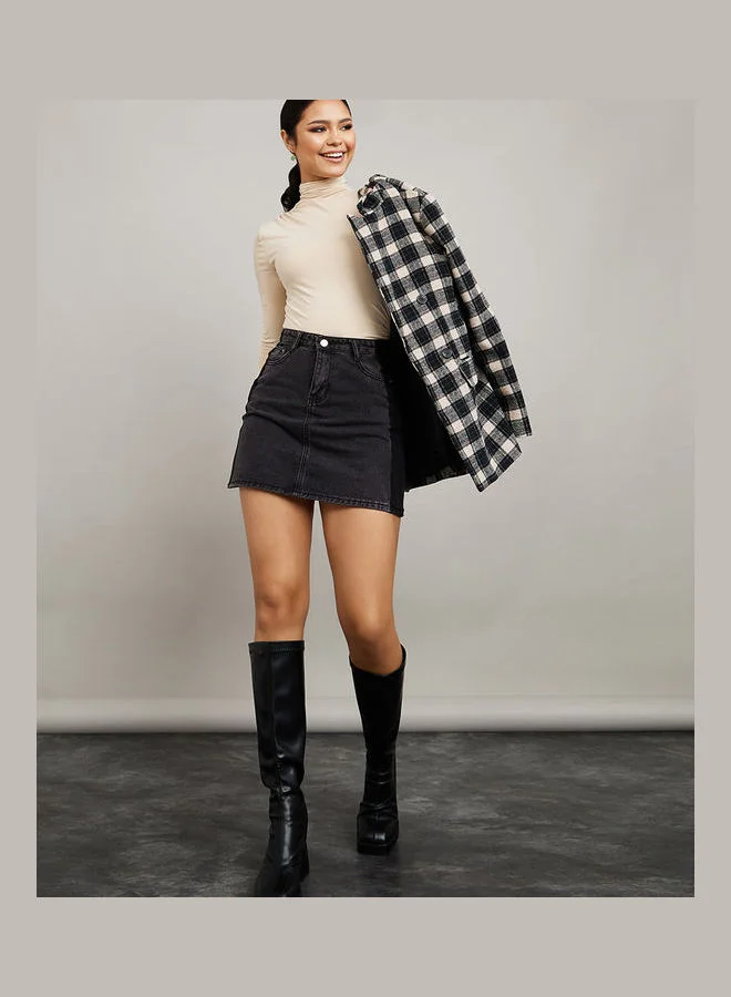 Styli Long Sleeves High Neck Fitted Knit Bodysuit