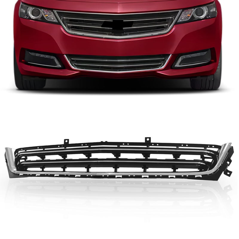 PartsFlow Front Bumper Grille Lower Grill Black With Chrome For 2014 2015 2016 2017 2018 2019 2020 Chevrolet Chevy Impala 23455348