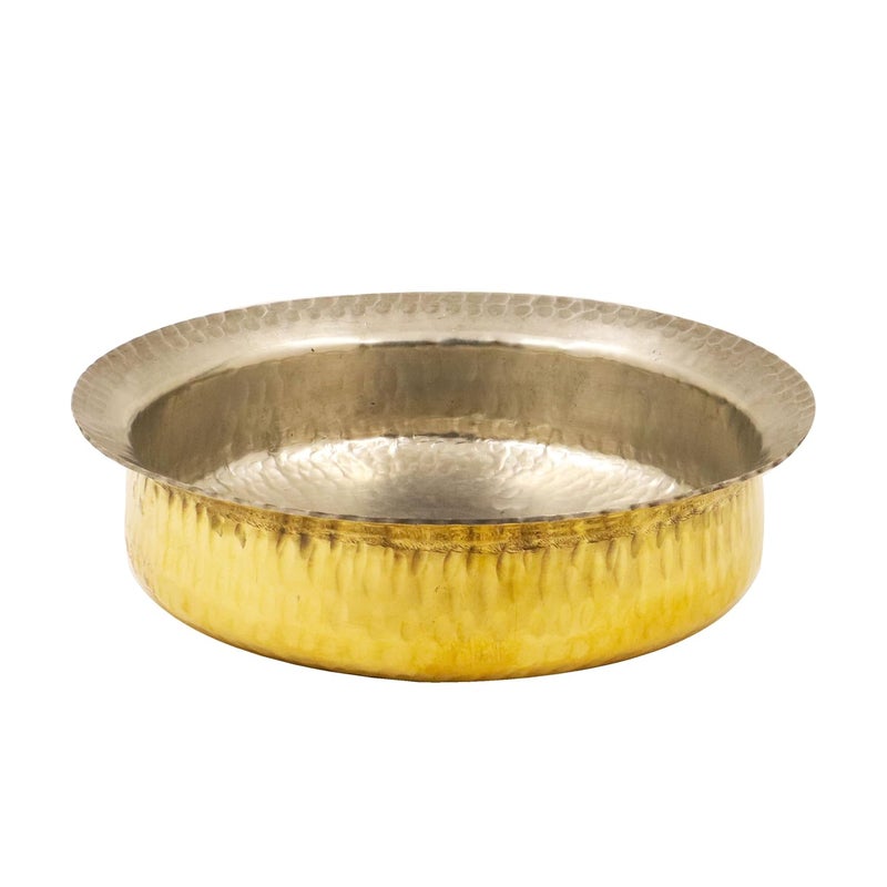 Putrika Brass Hammered LaaganCooking Utensil PatileTopeCookwareTapeliPeetalUrliPonichattiThiruvaradhana Bowl Tharpana ChattiAbhisheka Pathram for PoojaPujaHammered Laadan Bowl Medium