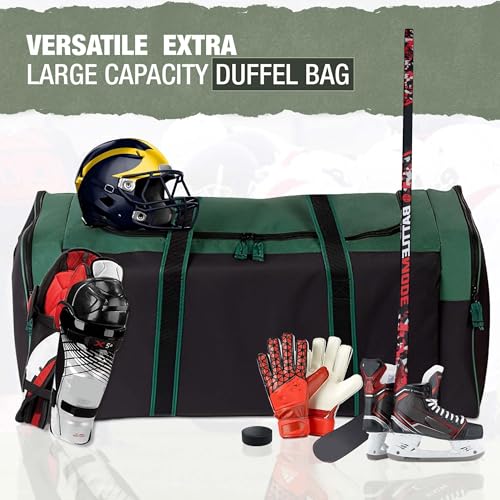 Jetstream Heavy Hockey Bag | Duty Multi Pocket Travel Duffel Bag | Large Sports Gym Equipment with Water Repellency | Foldable Luggage Bag with Padded Handles For Camping (36 Inch, Green) - Image 3