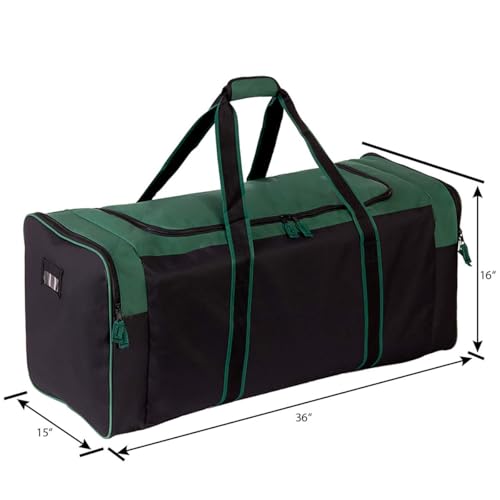 Jetstream Heavy Hockey Bag | Duty Multi Pocket Travel Duffel Bag | Large Sports Gym Equipment with Water Repellency | Foldable Luggage Bag with Padded Handles For Camping (36 Inch, Green) - Image 4