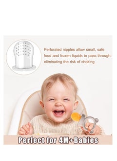 Rightsure Silicone Baby Fruit Food Feeder Pacifier，2in1 Silicone Nibbler Pacifier and Teether,Food Grade Silicon Ice Box, Babies Teething Relief Toy, Infant Teething Toys for 3+ Months  - Image 5