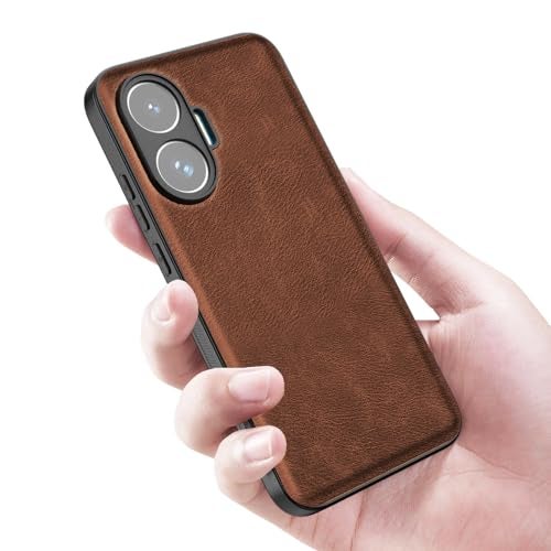 Kapa Tux Leather Back Cover for Poco F7 5G | Slim Shockproof Camera Protection Bumper Case (Brown) - Image 4