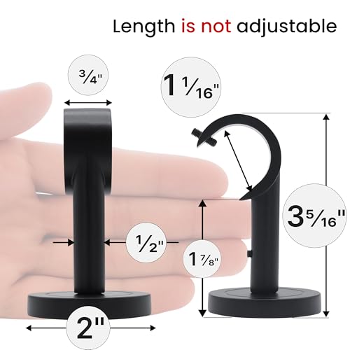 A Key Tech Curtain Rod Holders for Wall, 2 Pack Ceiling Mount Bracket Set, Hardware Bracket Kit for 1 Inch Rods, Wall and Ceiling Installation, Black Finish - Image 5