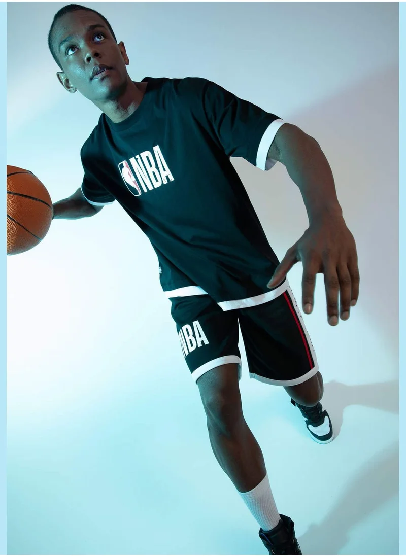 ديفاكتو Crew Neck Short Sleeve NBA Printed T-Shirt