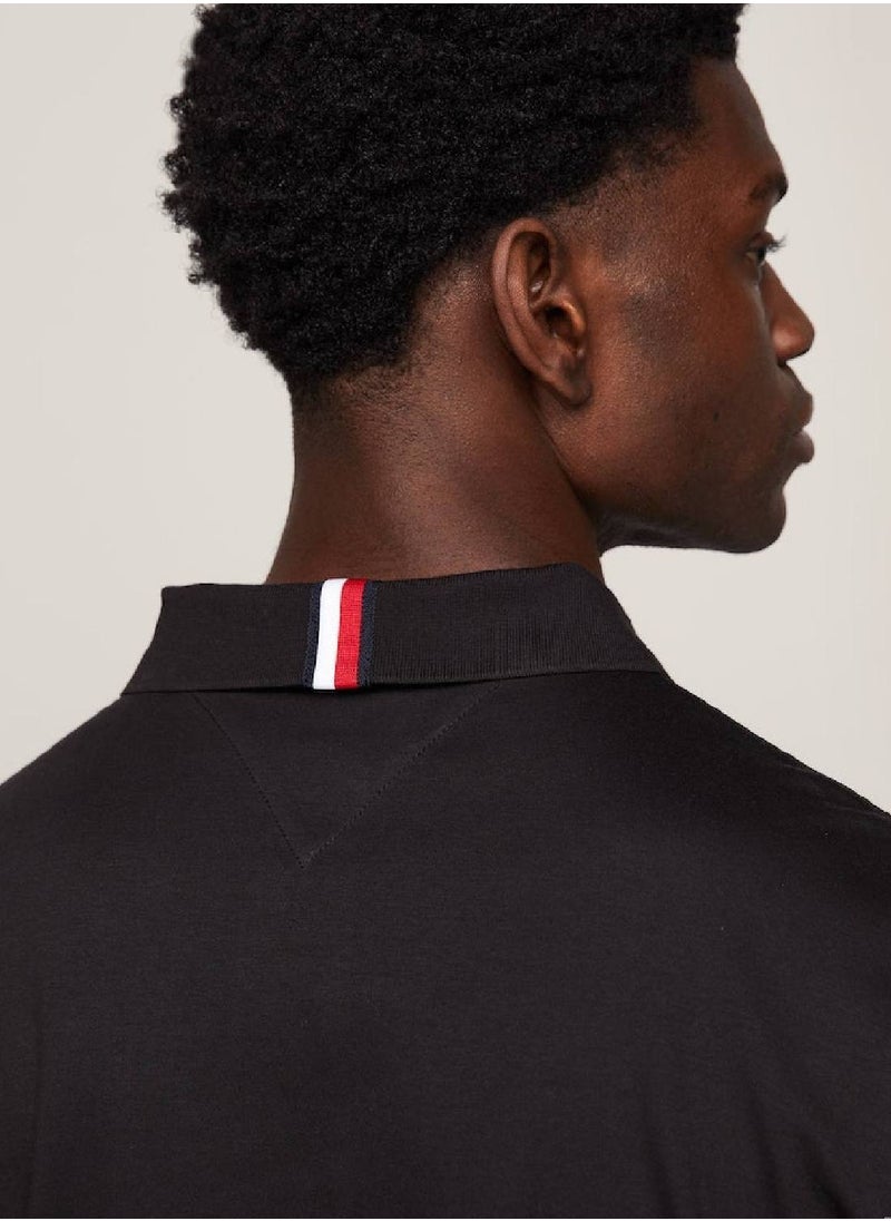 TOMMY HILFIGER - Men's Essential Regular Fit Flag Embroidery Polo -  Pure cotton, Black - Image 1