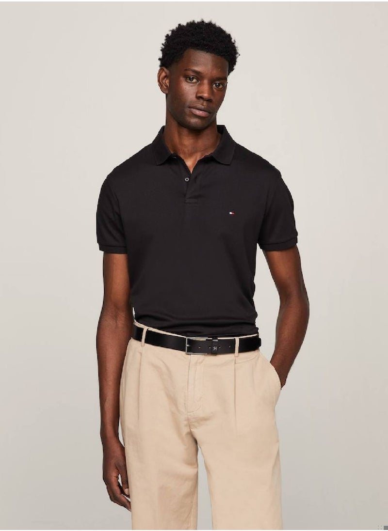 TOMMY HILFIGER - Men's Essential Regular Fit Flag Embroidery Polo -  Pure cotton, Black - Image 1