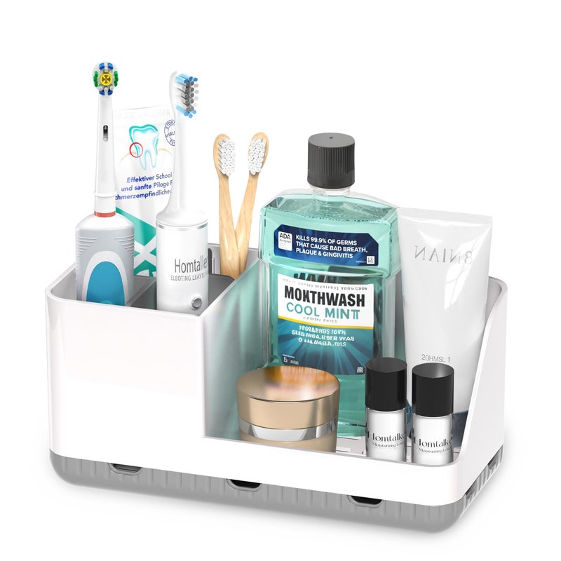 Homtalker Toothbrush Holders for Bathroom Counter - Detachable Bathroom Organizer and Storage Electric Toothbrush and Toothpaste Holder, Bathroom Decor Accessories for Countertop, Shower, Sink - Image 1