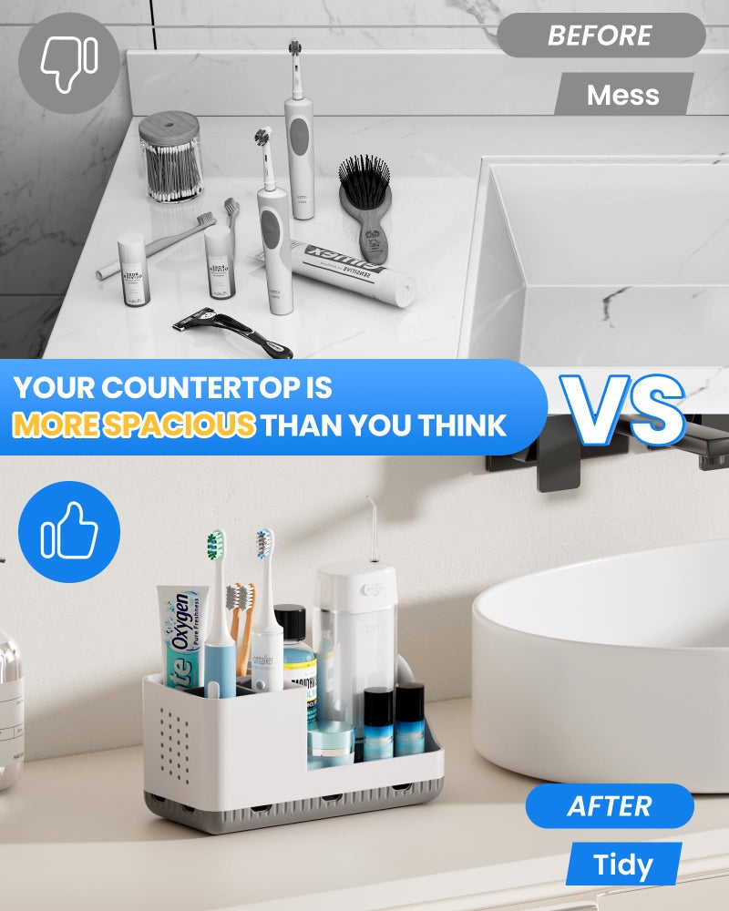 Homtalker Toothbrush Holders for Bathroom Counter - Detachable Bathroom Organizer and Storage Electric Toothbrush and Toothpaste Holder, Bathroom Decor Accessories for Countertop, Shower, Sink - Image 5