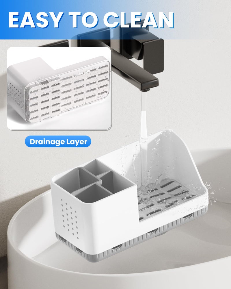 Homtalker Toothbrush Holders for Bathroom Counter - Detachable Bathroom Organizer and Storage Electric Toothbrush and Toothpaste Holder, Bathroom Decor Accessories for Countertop, Shower, Sink - Image 2