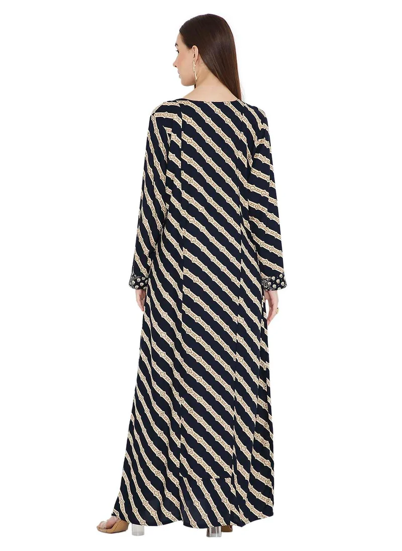 HANA & SARA LONG VISCOSE UNIQUE PRINTED ARABIC KAFTAN JALABIYA DRESS