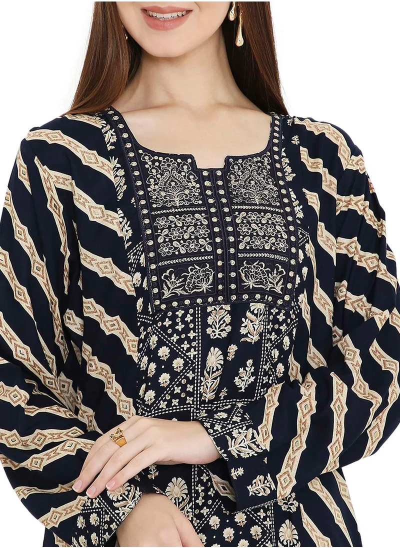 HANA & SARA LONG VISCOSE UNIQUE PRINTED ARABIC KAFTAN JALABIYA DRESS