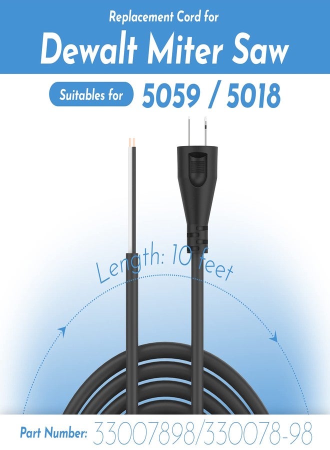 ANTOBLE 33007898 2 Wire 16 Gauge Power Cord Replacement Cord for DEWALT DW704 DW705 DW708 DW718 DW849 DW360 DW384 DWP849X (10 ft) - Image 4