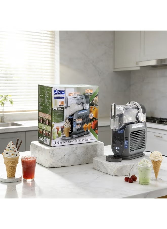 DSP Slushie & Frozen Drink Maker 220W 1.8L, No-Ice Frozen Beverage Machine with Digital Control Panel, Dispensing Handle & Drip Tray, Grey - Image 3