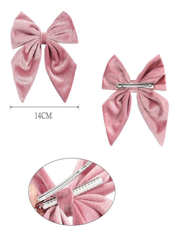 Spenlly Women Teens Girls Velvet Hair Bows Clip Kids Little Girls Hair Bow Alligator Clip Hair Barrettes Headwear Hair Accessories (Pink) - Image 4