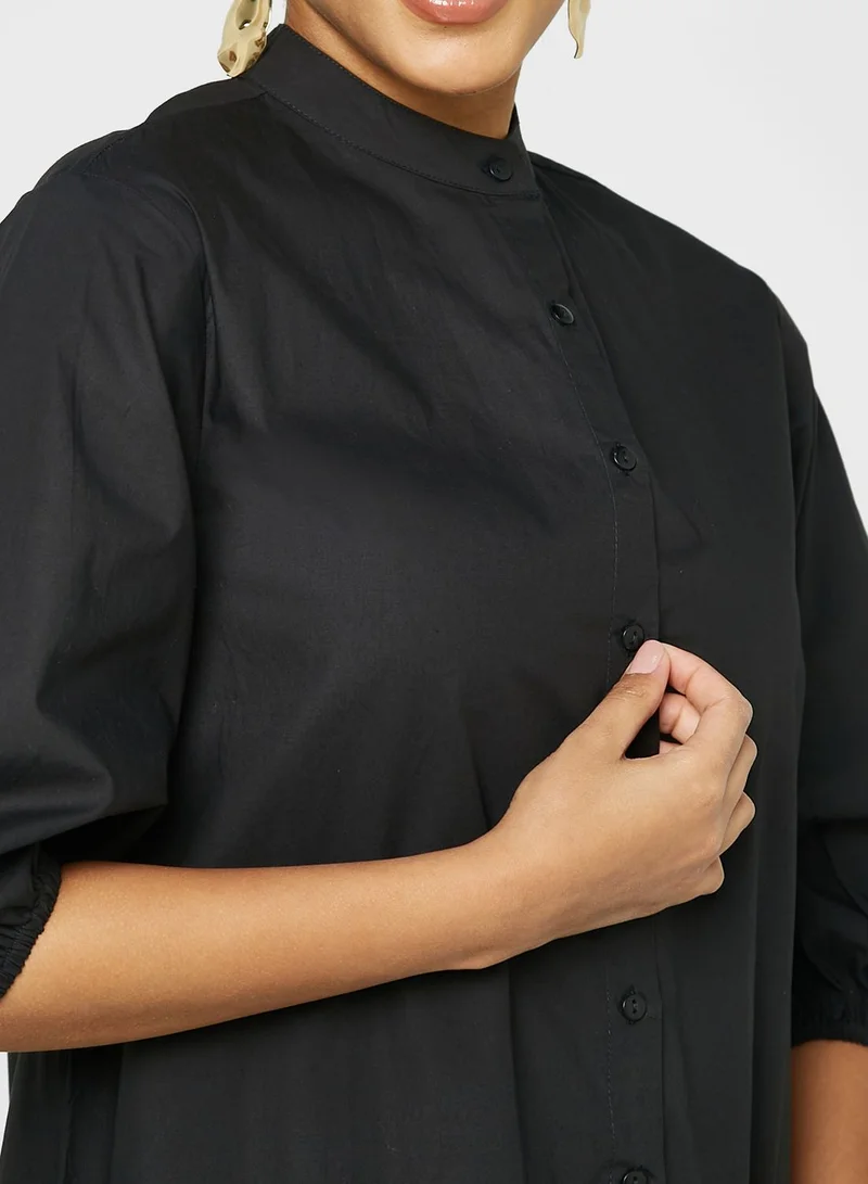 Khizana Peplum Hem Button Down Dress