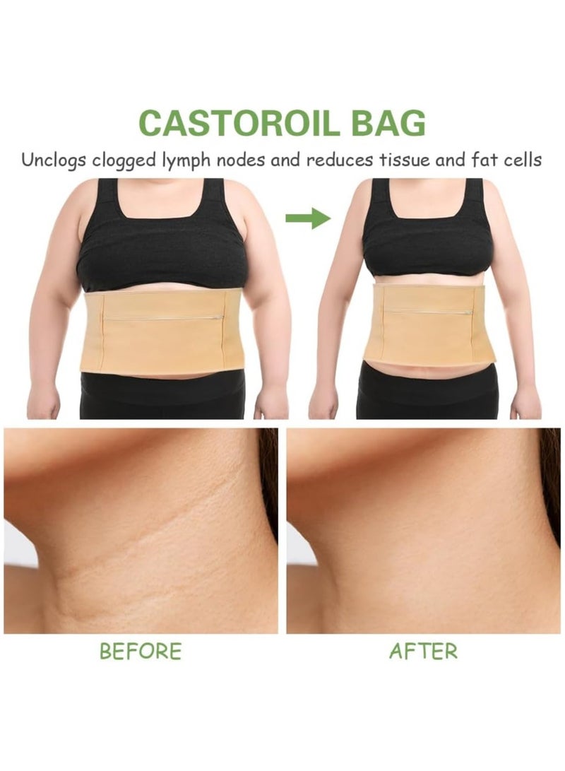 Castor oil pack, reusable organic castor oil pack for liver detox, insomnia, constipation and inflammation, adjustable elastic band bamboo cotton machine washable oil leak proof (khaki) - Image 4