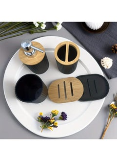 LDQ 4 Pcs Stylish and Functional Bathroom Kit with Lotion Dispenser, Toothbrush Holder, Mouthwash Cup, and Soap Dish-Perfect for Organizing your Bathroom Essentials Bath/Bathroom Accessories  - Image 3
