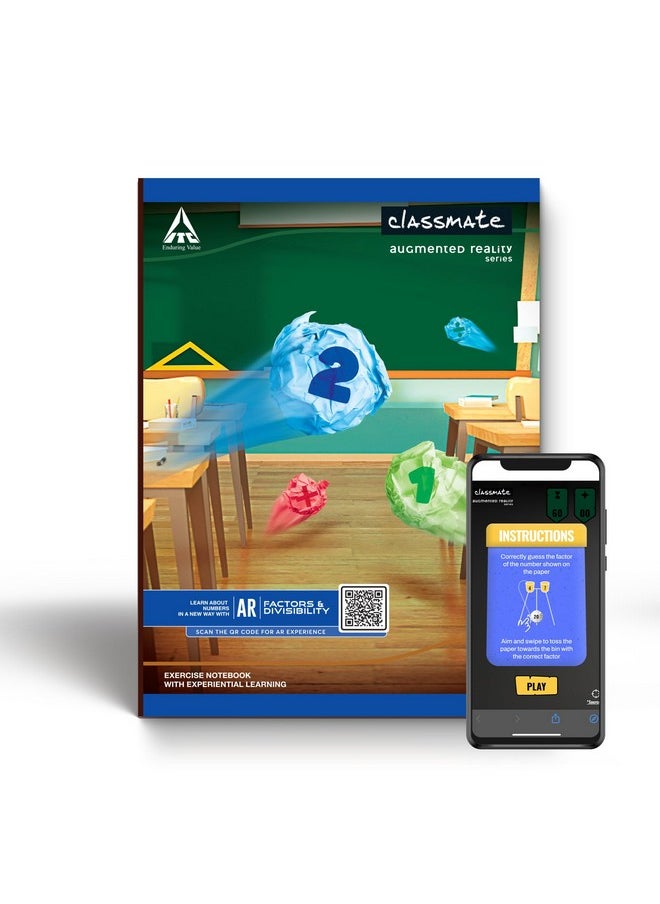 classmate Classmate Augmented Reality Notebooks - 172 Pages | Pack of 4 Short Size Unruled Notebooks for School Students | Immersive AR Learning Experience | 24.0cm x 18.0cm | Unruled |  - Image 1