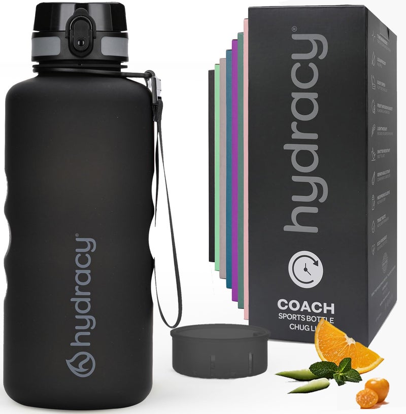 Hydracy Water Bottle with Time Marker -Large Half Gallon 64 oz BPA Free Bottle & No Sweat Sleeve -Leak Proof Gym Bottle with Fruit Infuser Strainer & Times to Drink -Ideal for Sports & Outdoors - Image 1