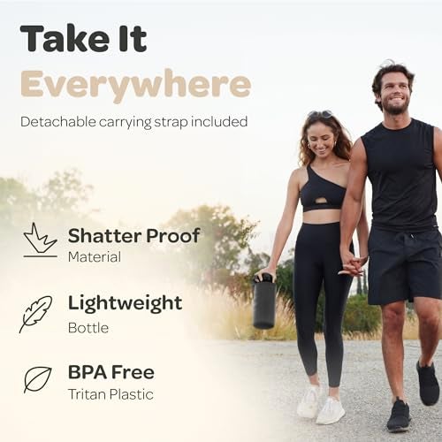 Hydracy Water Bottle with Time Marker -Large Half Gallon 64 oz BPA Free Bottle & No Sweat Sleeve -Leak Proof Gym Bottle with Fruit Infuser Strainer & Times to Drink -Ideal for Sports & Outdoors - Image 3