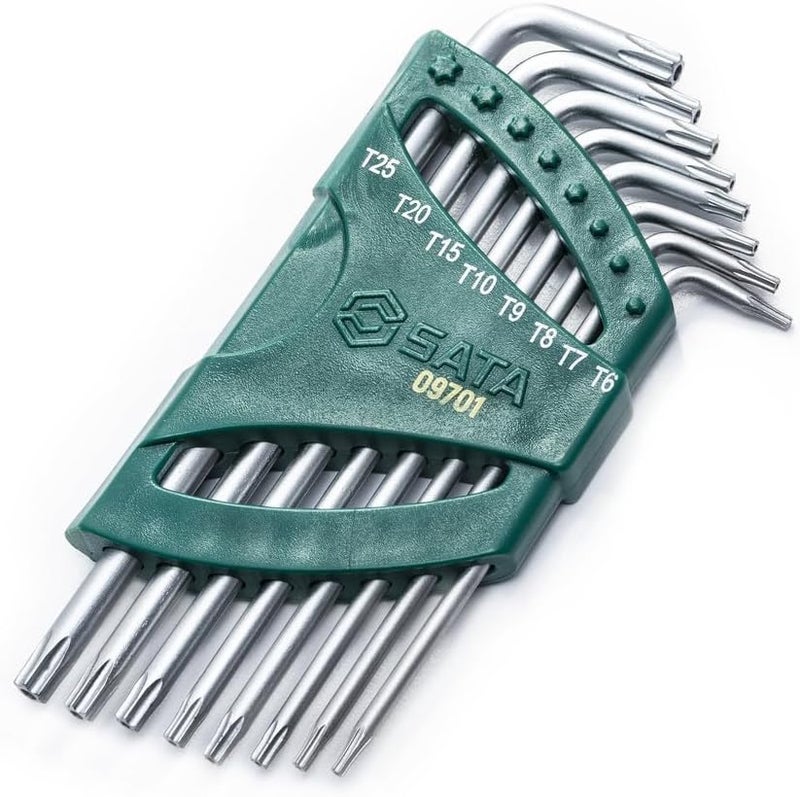 مجموعة مفاتيح Torx مقاومة للتعديل، SATA، لـ 8 أحجام: T6، T7، T8، T9، T10، T15، T20، T25