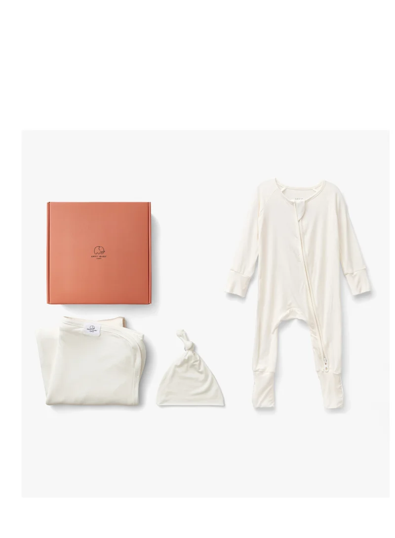 أنفي بيبي Bamboo Swaddle and Sleep Suit Newborn Gift Set White 0 to 3 months