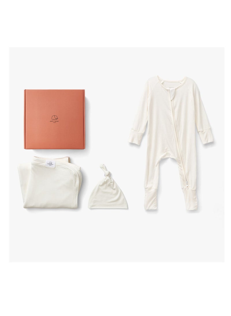 Anvi Baby Bamboo Swaddle and Sleep Suit Newborn Gift Set White 0 to 3 months  - Image 1