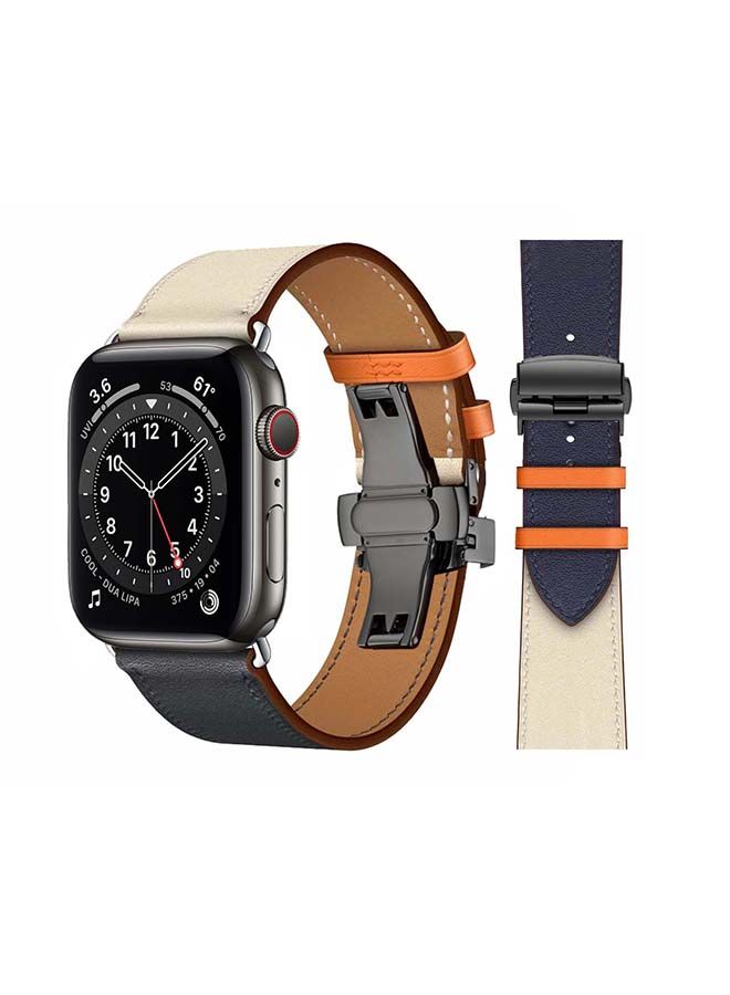 NIBEMINENT Replacement Band For Apple Watch Series 6/SE/5/4/3/2/1 Indigo/Cream - Image 1