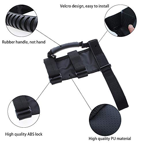 Savadicar 4X Roll Bar Grab Handles Grip Handle Compatible with 1955-2023 Jeep Wrangler YJ CJ TJ JK JKU JL JLU & Gladiator JT Sports Sahara Freedom Rubicon & Unlimited X, Interior Accessories, Black - Image 4