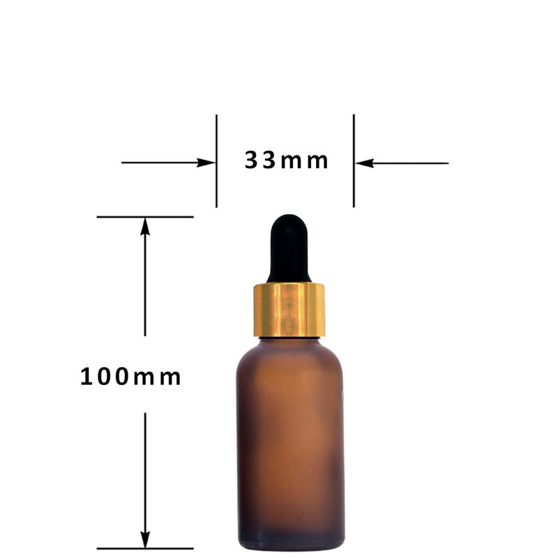 Devinez Devinez Multipurpose Frosted Amber Color Round Glass Bottle 30 ml with Golden Black Glass Dropper Pack of 6 for Beauty Essential Oils Blends Skin Care Travel Toners Cosmetic DIY  - Image 2