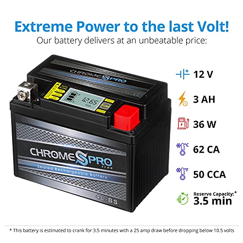 Chrome S Pro Rechargeable YTX4L-BS iGel Motorcycle Battery - Heavy Duty Extreme High Performance - for SNAPPER All Walk Behind Mowers - Image 3