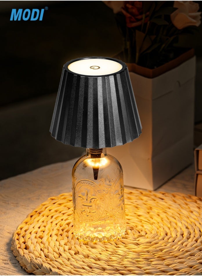 Wireless Bottle Table Lamp, 3-Color Dimmable Touch Control LED Light, USB Rechargeable Portable Desk Lamp for Bar, Wine Bottle Decoration & Cozy Bedroom Lighting