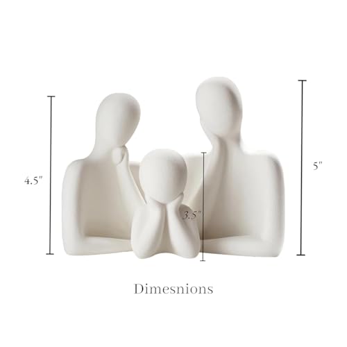 Karigaari India Couple Family Statue | Resine Thinker Sculpture | Home Decor Items for Living Room Show Piece | Table Artifact | (White | Set of 3) - Image 4