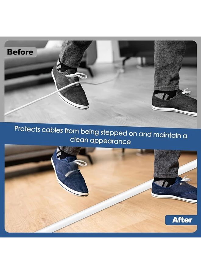 Grey 3 3ft Self Adhesive Floor Wire Cover Cable Management Protector - Image 2