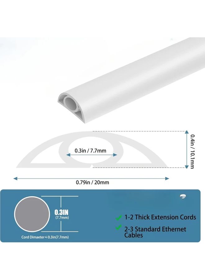 Grey 3 3ft Self Adhesive Floor Wire Cover Cable Management Protector - Image 4