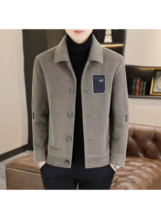 general Men's woolen coat with stylish retro collar jacket - stylish and fashionable, perfect for autumn and winter casual wear, versatile and suitable for all occasions. - Image 1