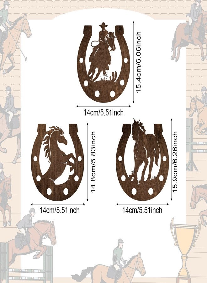 Junkin 3 Pcs Western Wall Decor Horseshoe Wood Wall Art Decor Cowboy Party Decorations Rustic Horse Shoes Decoration Hanging Western Country Cowboy Decorations for Home Bedroom Bathroom - Image 2