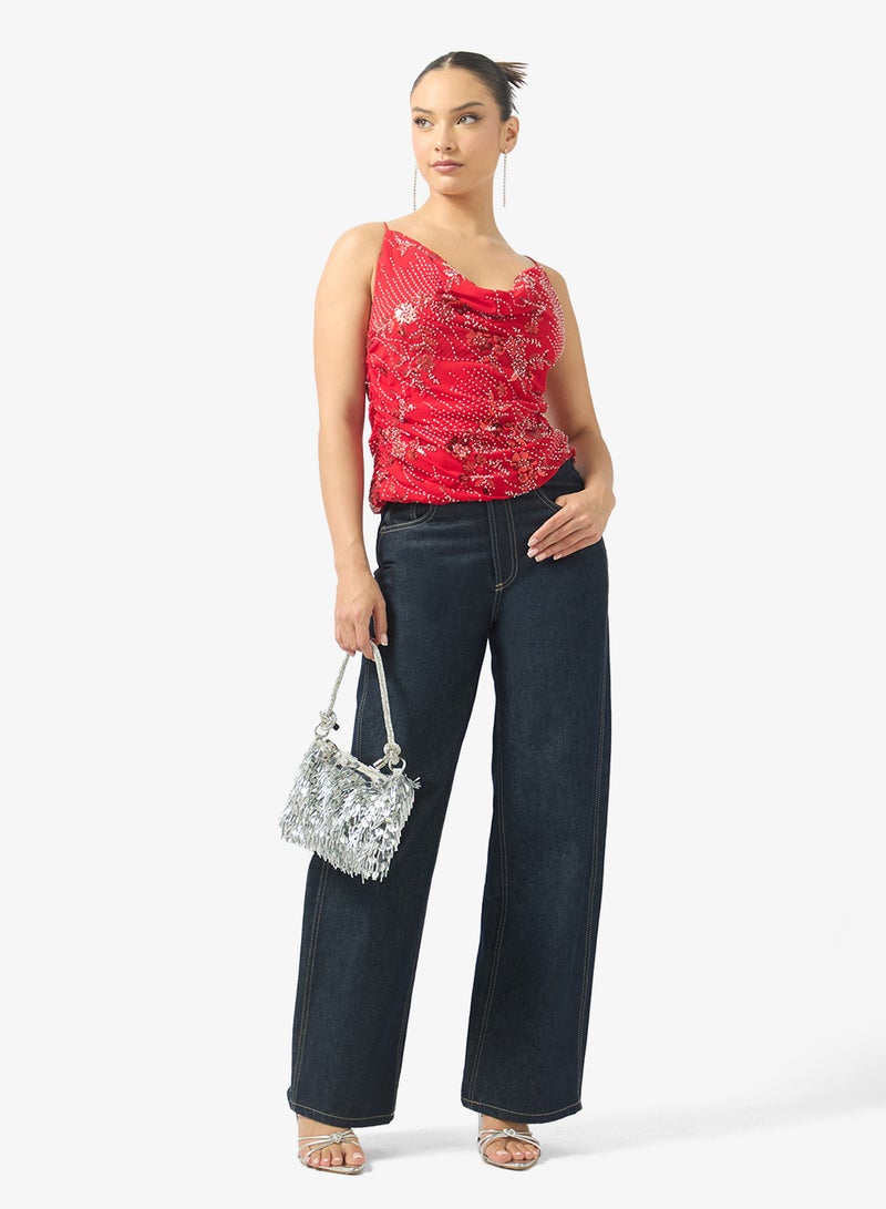 جينجر بلوزة مزينة بالترتر بحمالات - Image 4