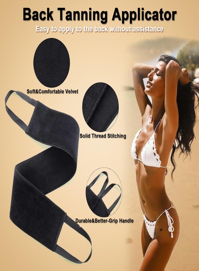 CeleCily 4 in 1 Self Tanning Mitt and Brush Set - 1*Leakproof-lined Self Tanner Mitt, 1*Streakless Back Tanning Applicator, 1*Black Self Tanner Brush, 1*Exfoliating Mitt, Self Tan Mitt Applicator for Lotion - Image 4