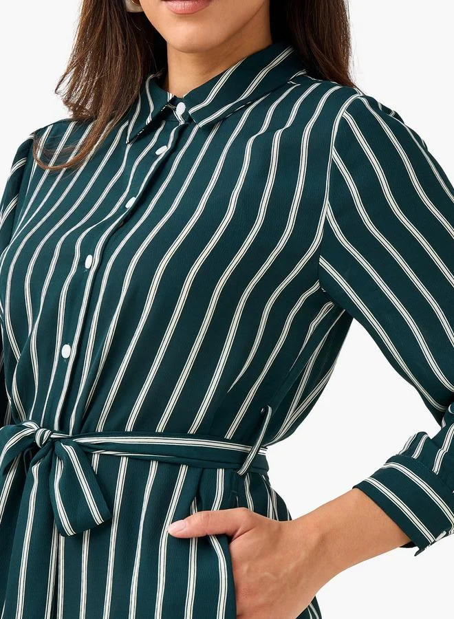 سبلاش فيڤ Striped Women Shirt Dress with Tie Up Belt