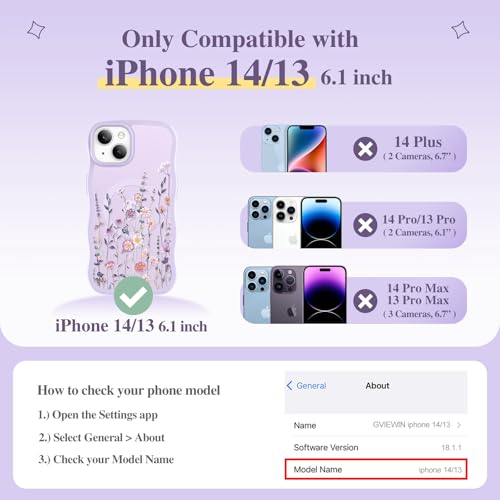 GVIEWIN for iPhone 14 Case & iPhone 13 Case Compatible with MagSafe [Curly Wave Edge] Floral Translucent Shockproof Magnetic Women Phone Case for iPhone 14/13 6.1'', Floratopia/Colorful - Image 2