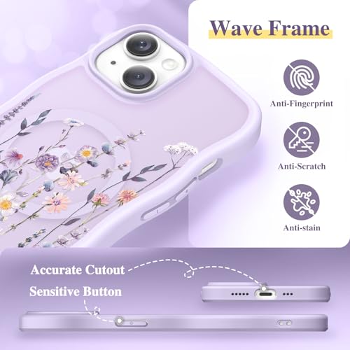 GVIEWIN for iPhone 14 Case & iPhone 13 Case Compatible with MagSafe [Curly Wave Edge] Floral Translucent Shockproof Magnetic Women Phone Case for iPhone 14/13 6.1'', Floratopia/Colorful - Image 5