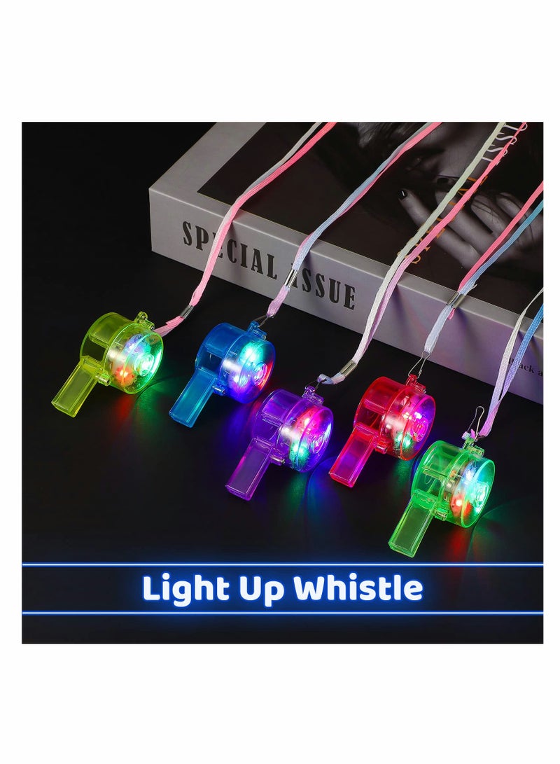 SYOSI 40 Pieces Glow Whistles LED Light Up Whistle with Lanyard Necklace for Glow in the Dark Party Favors Christmas Halloween Birthday Party Supplies Goodie Bag Fillers, Random Color  - Image 4