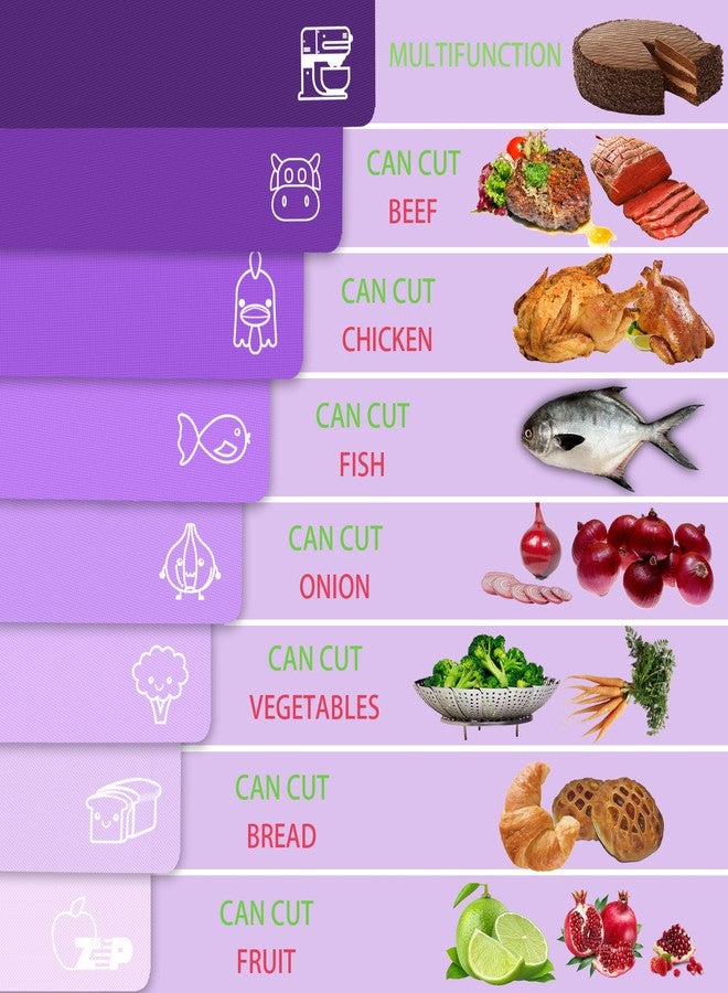 ZVP Plastic Cutting Boards for Kitchen, Flexible Cutting Mats, Gradient Purple Chopping Boards with Food Icon, Non-Slip, Non Porous, BPA Free, Dishwasher Safe - Image 5