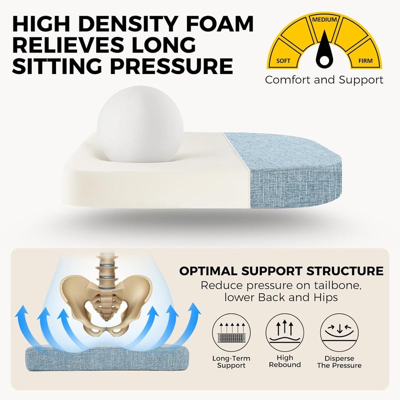 downluxe وسائد كراسي داخلية من داونلوكس لكراسي الطعام ناعمة ومريحة من رغوة منسوجة مع أربطة وقاعدة غير قابلة للانزلاق 16 x 16 x 2 أزرق فاتح 2 عبوة - Image 5