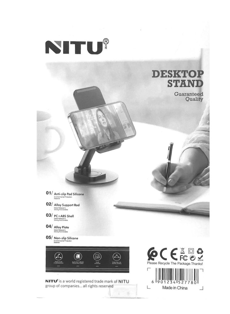 نيتو حامل هاتف معدني من NITU لارتفاع المكتب وقابل للتعديل وحامل iPhone قابل للطي - Image 3
