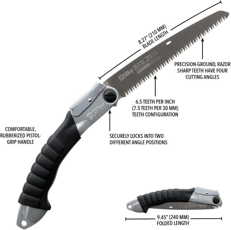 SILKY Professional Series Super Accel Folding Hand Saw 210mm Large Teeth (119-21) - Image 4