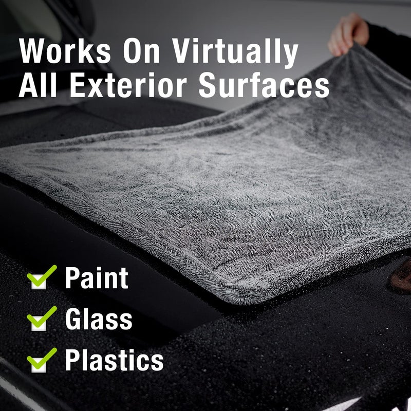 ExoForma Mega Car Drying Towel - Holds Up to 9 lbs, No Streaks, Scratches, or Water Spots | 1200 GSM Microfiber Double Twist Pile & Edgeless Design, 1 Quick & Effortless Dry - 24â€ x 36â€ - Image 3